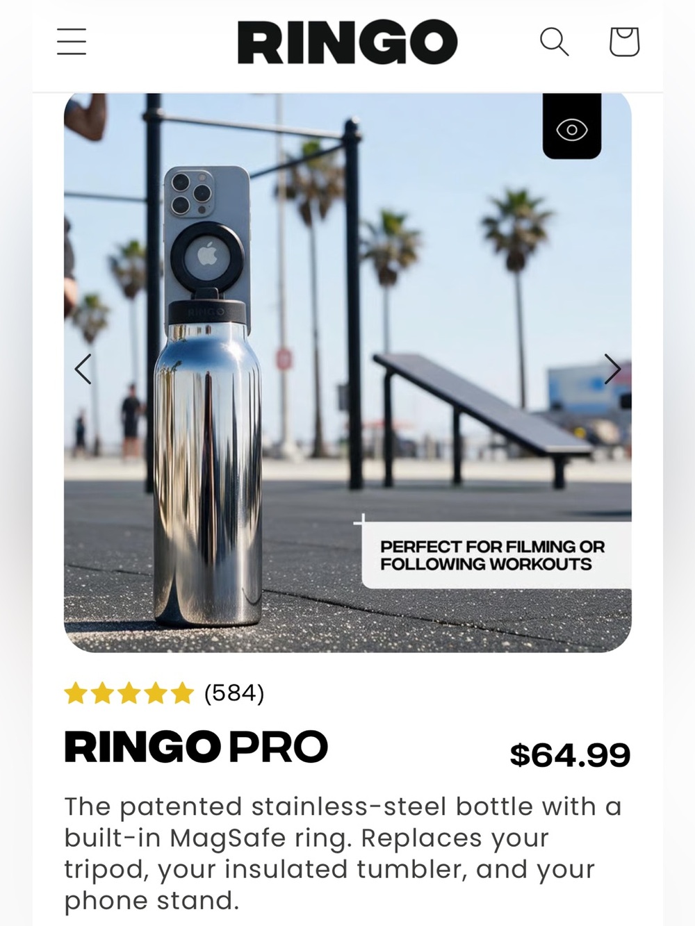 Ringo PRO Stainless Steel MagSafe Bottle - Silver